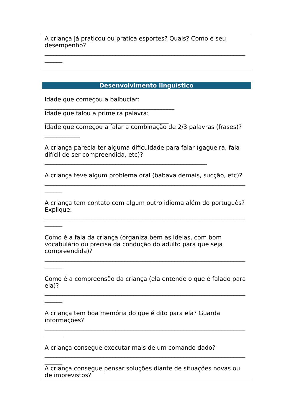 Anamnese - Cognição e aprendizagem